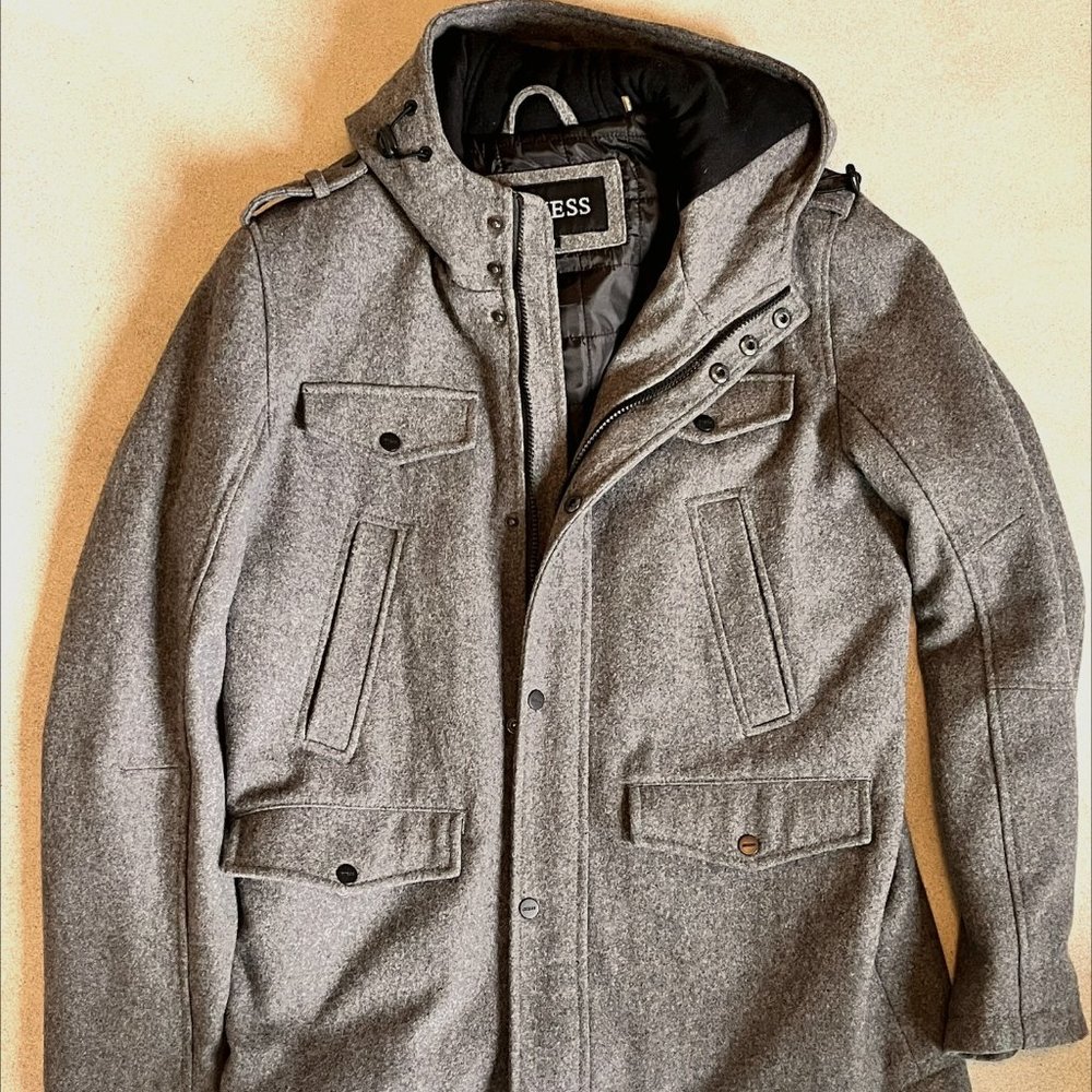 Guess Wool Coat  Gray   Size Medium